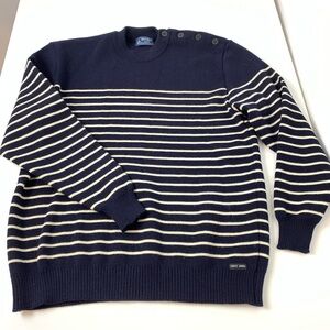 Saint James Navy and Cream Striped Sweater